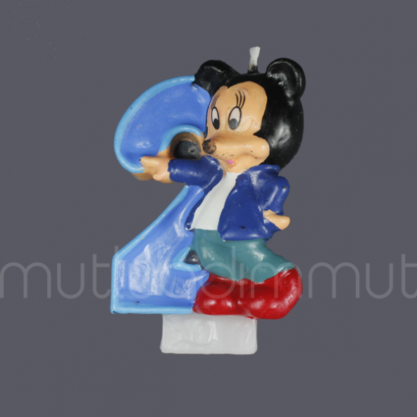 Mickey Mouse 2 Yaş Doğum Günü Mum - Resim 2