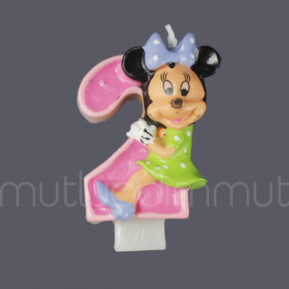 Minnie Mouse 2 Yaş Doğum Günü Mum - Resim 2