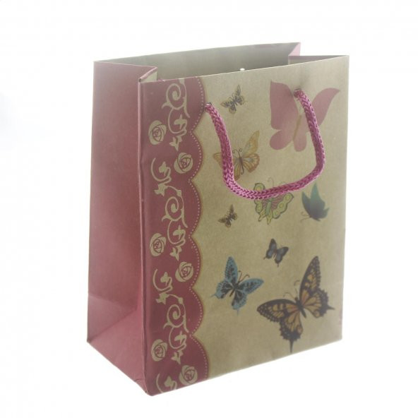 12 Adet 11x14cm Kelebekli Kraft Karton Çanta ürün görseli 1