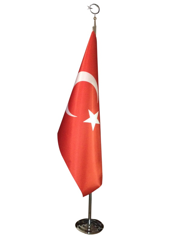 MAKAM TÜRK BAYRAĞI TELALI KROM DİREK VE ALEM ürün görseli 1