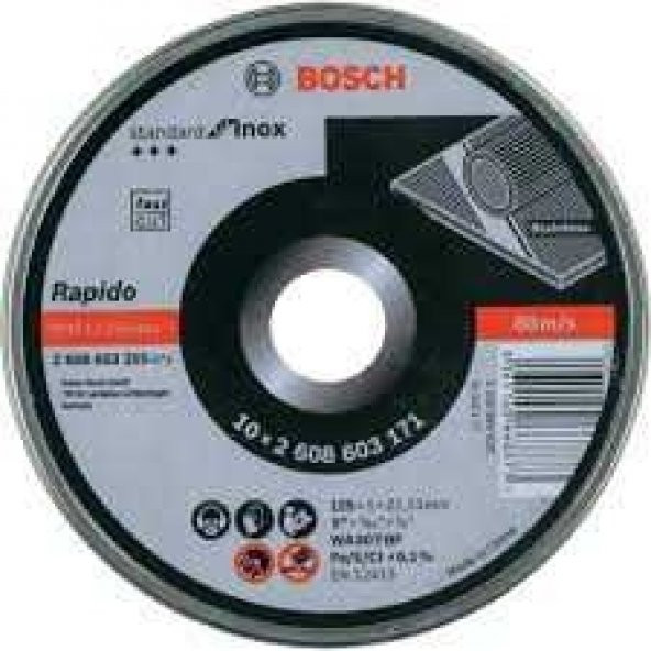 Taş 125X1,0Mm Standard For Inox Rapido 10 Lu 2608603255 ürün görseli 1