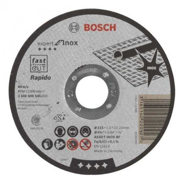 Taş 115X1,0 Mm Expert For Inox Rapido Düz 2608600545 ürün görseli 1