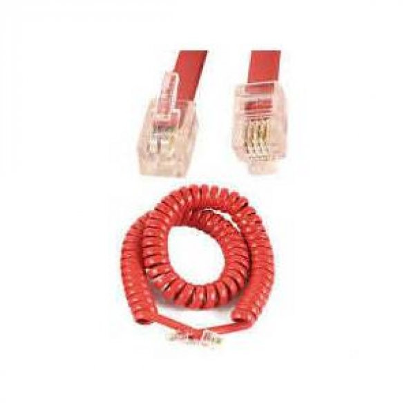 Telefon Ahize Spiral Kordon Kablo 8Ft Kırmızı ürün görseli 1