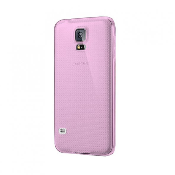 Samsung Galaxy S5 (G900) Kılıf Soft Silikon Şeffaf-Pembe Arka Kapak ürün görseli 1