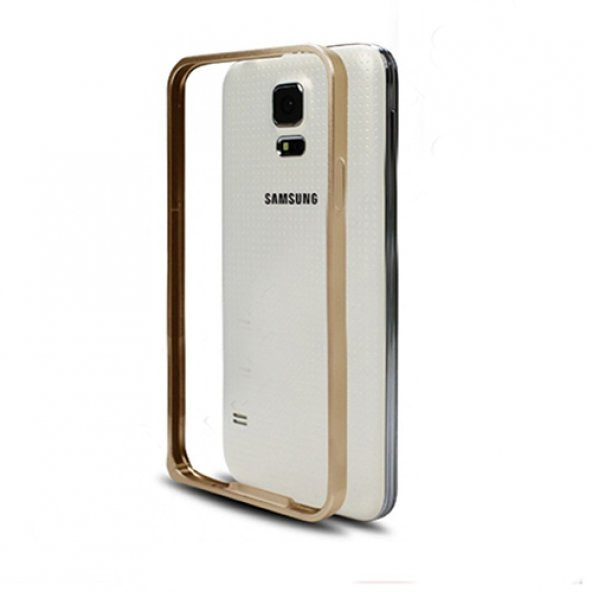 Samsung G900 S5 0,7 mm Metal Bumper Çerçeve Kılıf Gold ürün görseli 1