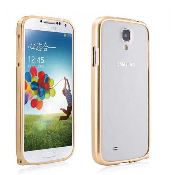 Samsung I9500 S4 0,7 mm Metal Bumper Çerçeve Kılıf Gold ürün görseli 1