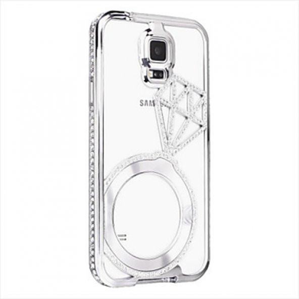 Shengo S5 G900 TekTaşlı Metal Diamond Series Kılıf Silver ürün görseli 1