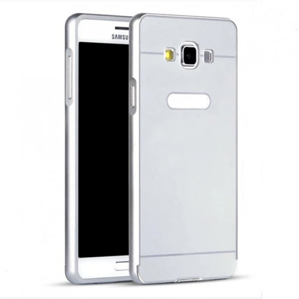 Samsung Galaxy A3 0,7 mm Metal Bumper Arka Koruma Kapaklı Gri ürün görseli 1
