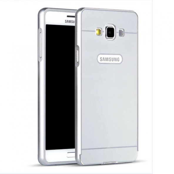 Samsung Galaxy A7 0,7 mm Metal Bumper Arka Koruma Kapaklı Gri ürün görseli 1