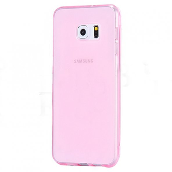 Samsung Galaxy S6 (G920) Kılıf Soft Silikon Şeffaf-Pembe Arka Kapak ürün görseli 1