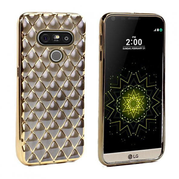 FitCase Laser LG G5 H850 Baklava Desenli Gold - Siyah ürün görseli 1