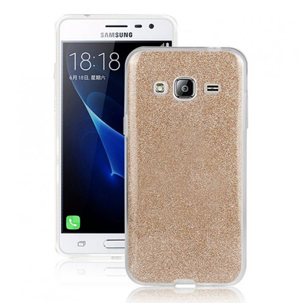 FitCase Samsung Galaxy J2 2016 (J210) Simli Arka Kapak Gold ürün görseli 1