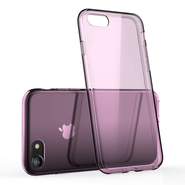 iPhone 7/8 Kılıf Soft Silikon Şeffaf-Pembe Arka Kapak ürün görseli 1