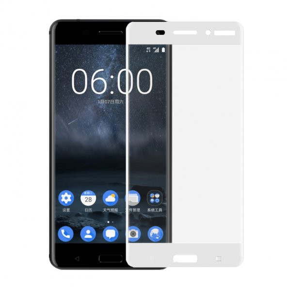 Bufalo Nokia 6 Kavisli 3D Cam Ekran Koruyucu Beyaz ürün görseli 1