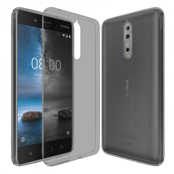 Nokia 8 Kılıf Soft Silikon Şeffaf-Siyah Arka Kapak ürün görseli 1