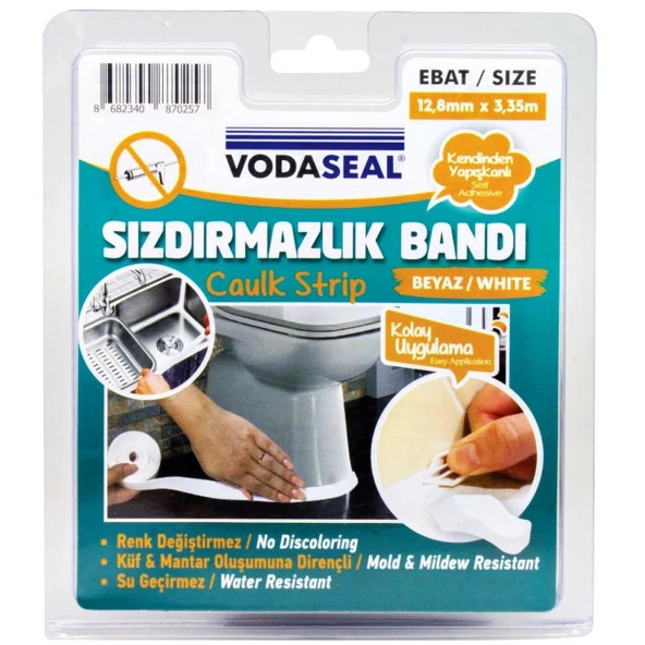 Vodaseal Klozet ve Evye Sızdırmazlık Bantı Bandı 12,8 mm*3,35 mt ürün görseli 1
