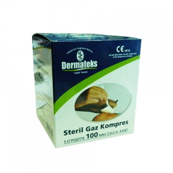 Steril Gazlı Bez Gaz Kompres 7.5 cm 7.5 cm 4 kat 100' lü Dermateks 2 paket ürün görseli 1