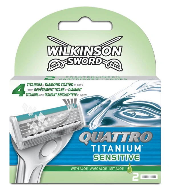 Wilkinson Sword Quattro Titanium Sensitive Erkek Tıraş Bıçağı 2 Yedek Kartuşu ürün görseli 1