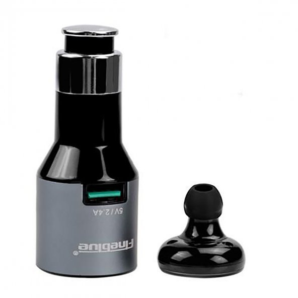 Fineblue Car-Blue Bluetooth Kulaklık ve Araç Şarj Başlığı 2in1 2.4A Gri ürün görseli 1