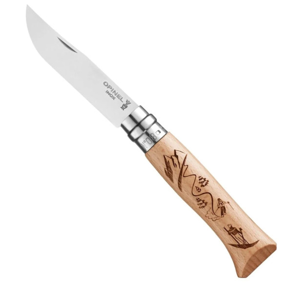 Opinel Inox No 08 Alpine Macera Kayağı Desenli Paslanmaz Çelik Çakı ürün görseli 1