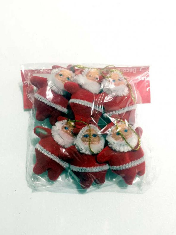 Küçük 6 Adet Askılı Kırmızı Noel Baba Çam Ağacı Ağaç Süsü Süsleri ürün görseli 1