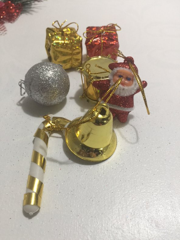 Karma Paket Küçük Yılbaşı Çamı Çam Ağacı Süsü Süsleri ürün görseli 1