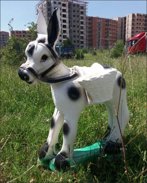 Semerli Heybeli Saksılı Eşşek Merkeb İç Dış Mekan 50cm Heykeli ürün görseli 1