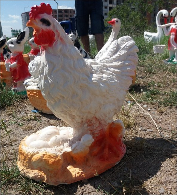 Yumurtalı Tavuk İç ve Dış Mekan 35cm Ev Bahçe Köşe Masa Heykeli ürün görseli 1