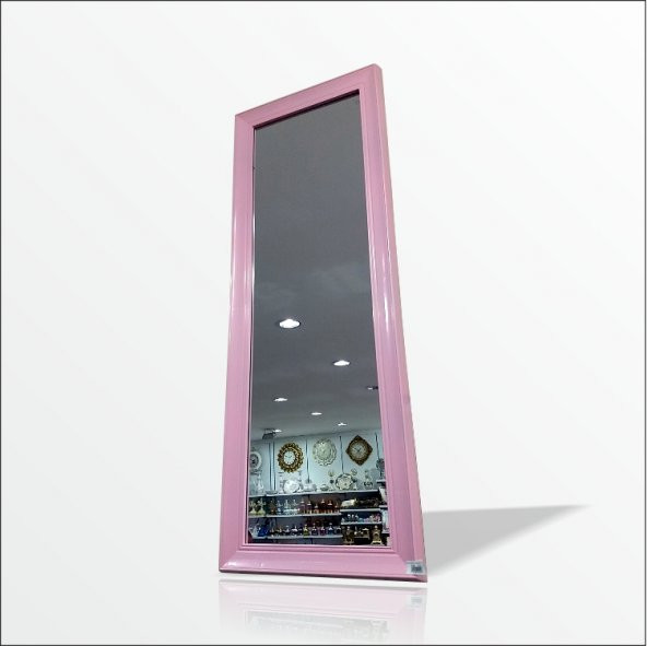 110cm Pudra Pembe Çerçeveli Salon Antre Banyo Duvar Boy Aynası ürün görseli 1