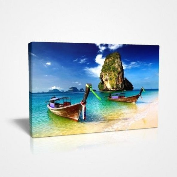 Ağır Kalın Ahşap Karkaslı 30x45 cm Çift Kayık Canvas Kumaş Tablo ürün görseli 1