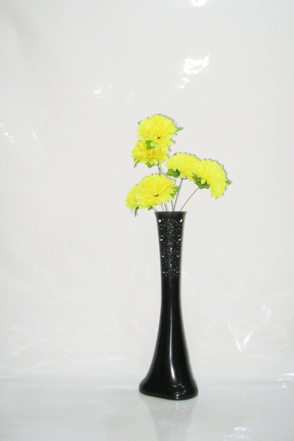 60 cm Desenli Siyah Vazo Sarı Çiçek ürün görseli 1