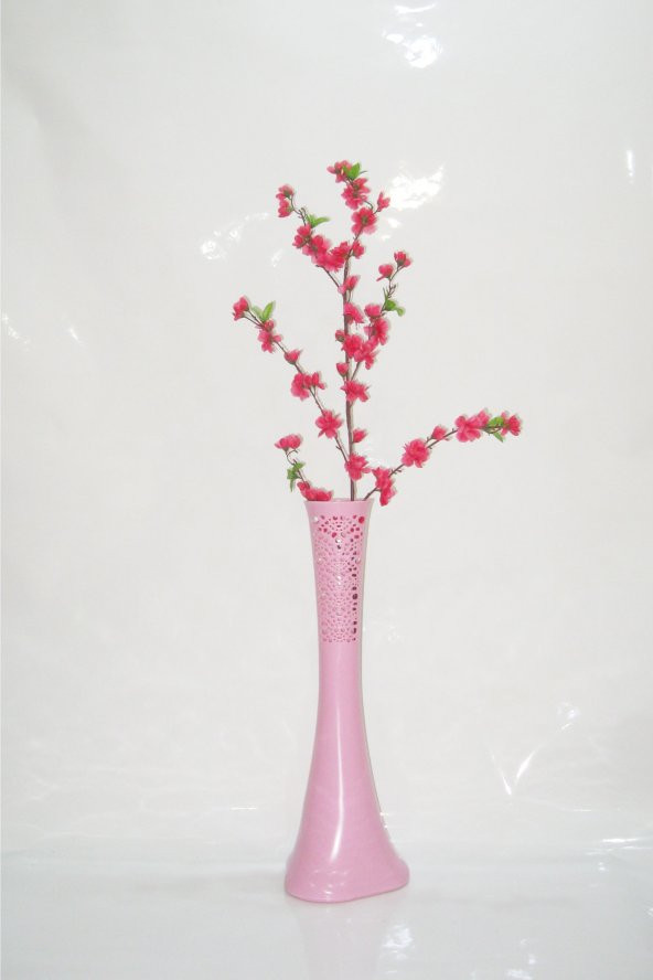 60 cm Desenli Pembe Vazo Fuşya Bahar Dalı ürün görseli 1