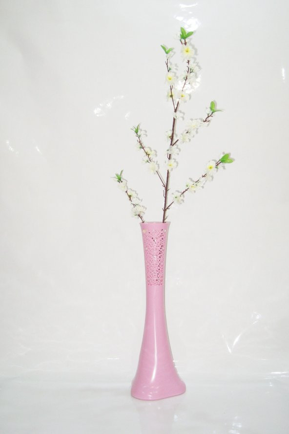 60 cm Desenli Pembe Vazo Beyaz Bahar Dalı ürün görseli 1