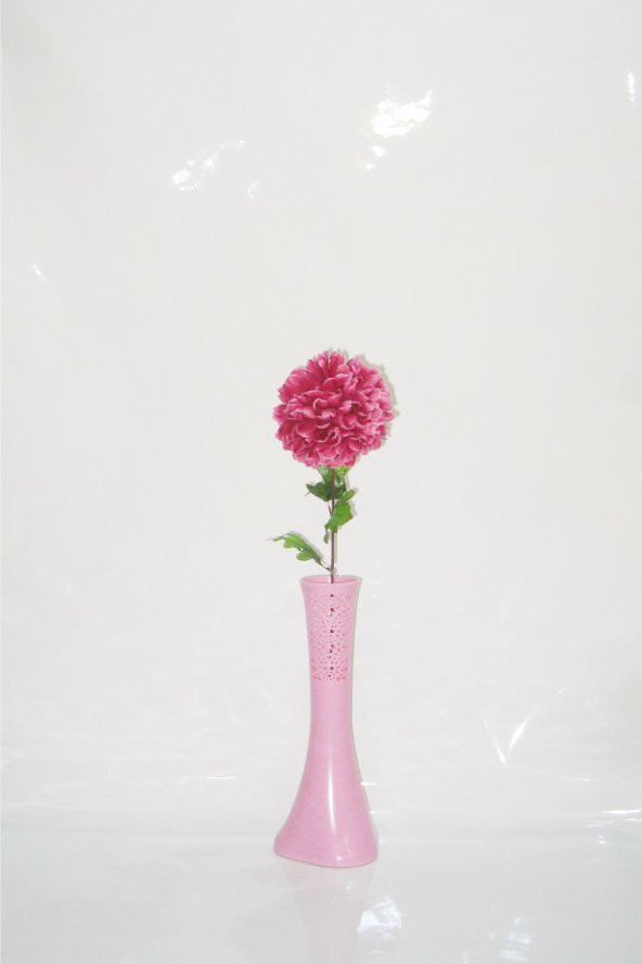 Uzun 1 Mor Ortanca 40 cm Pembe İşlemeli Desenli Derin Vazo ürün görseli 1