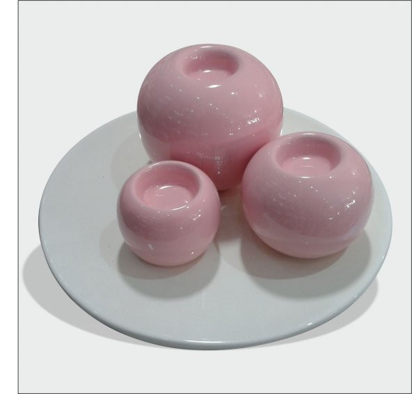Seramik Krem Pembe Mumluk Seti Biblo ürün görseli 1