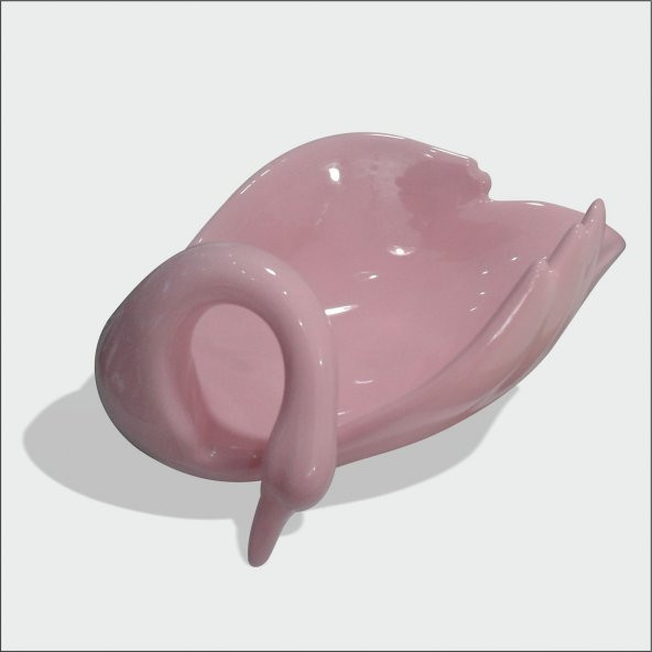 Seramik Pembe Kuğu Tabak Biblo 35 cm Boy 10 cm Derinlik ürün görseli 1