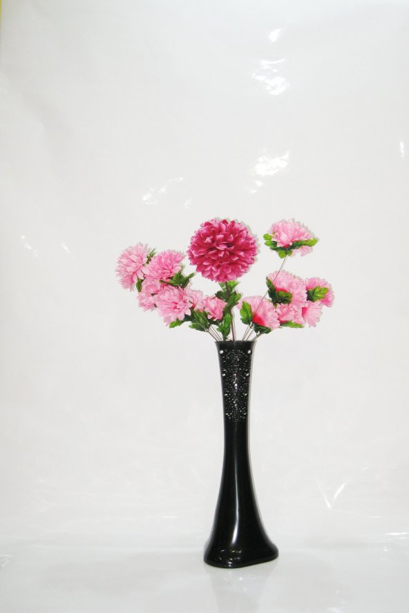 60 cm Siyah Desenli Vazo Çiçekler ürün görseli 1