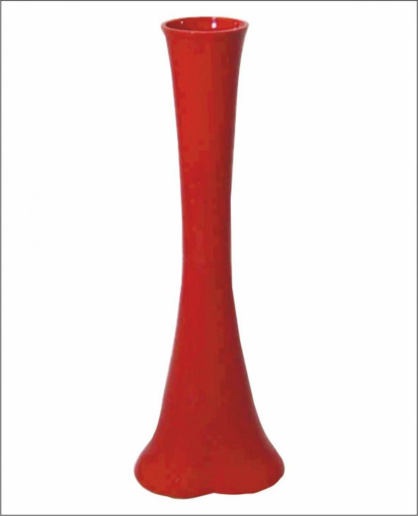 Uzun 40 cm Kırmızı Cam Fil Ayağı Dengeli Düz Vazo ürün görseli 1