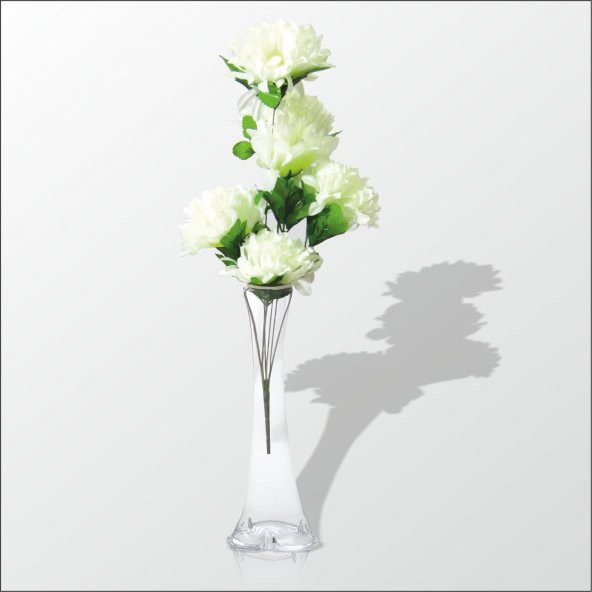 Beyaz Çiçekli Kırılmaz 40 cm Cam Vazo ürün görseli 1