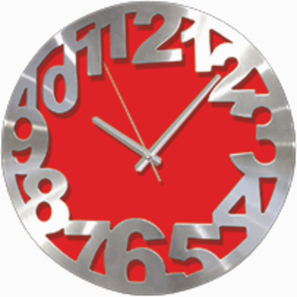 Kırmızı Alüminyum Kalın Kadran Time Duvar Saati ürün görseli 1
