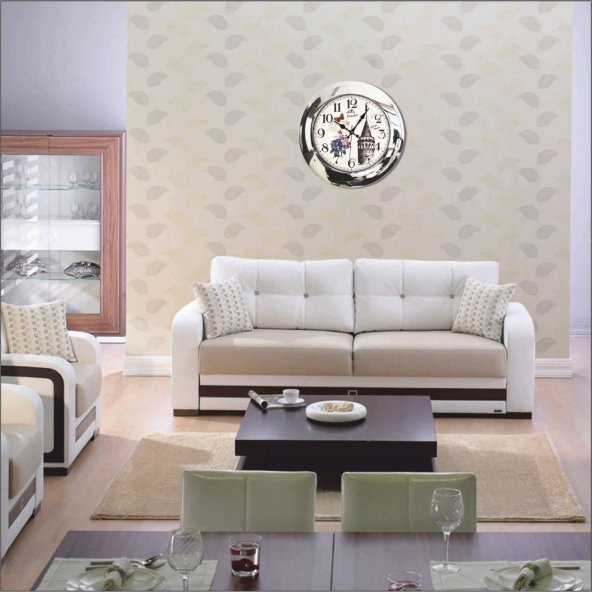 Residence Metal Krom İstanbul Duvar Saati - Resim 2