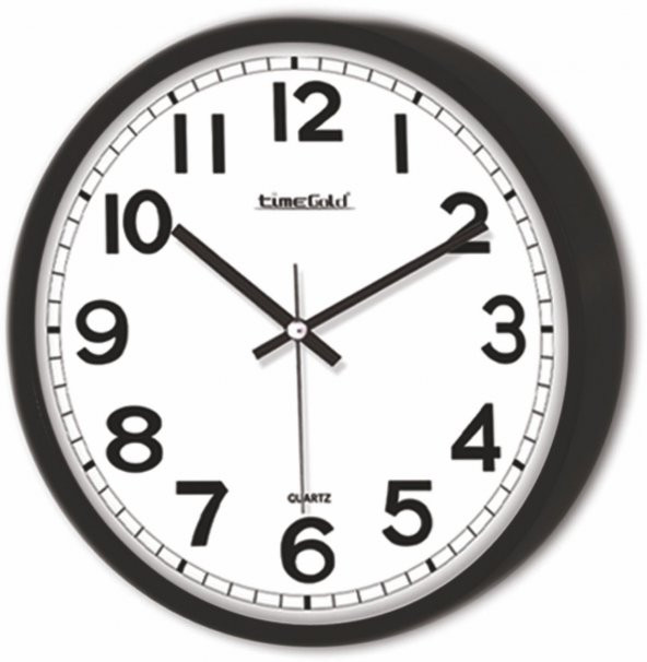Ön Camlı Sessiz Çalışan 22cm Okunaklı Siyah Çerçeve Ev Okul İşyeri Duvar Saati ürün görseli 1