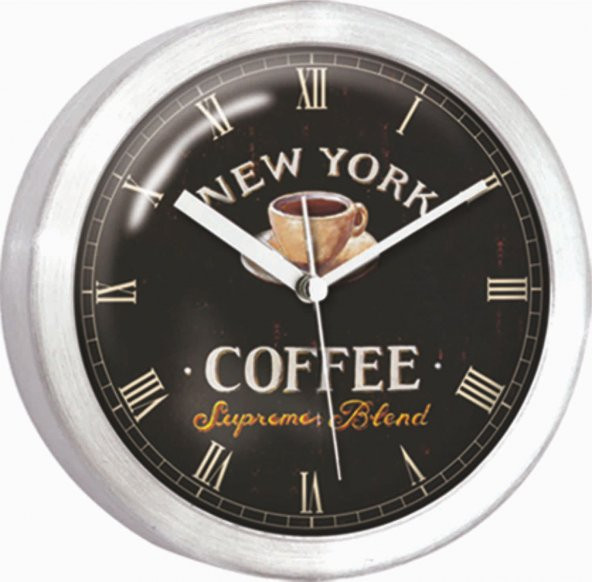 Coffee New York 10cm Çapında Mıknatıslı Buzdolabı ve Duvar Saati ürün görseli 1