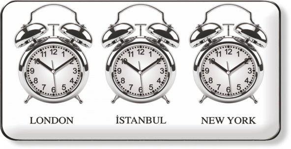 Çoklu Saat Resepsiyon Karşılama Otel Ofis 3lü Dünya Saati ürün görseli 1