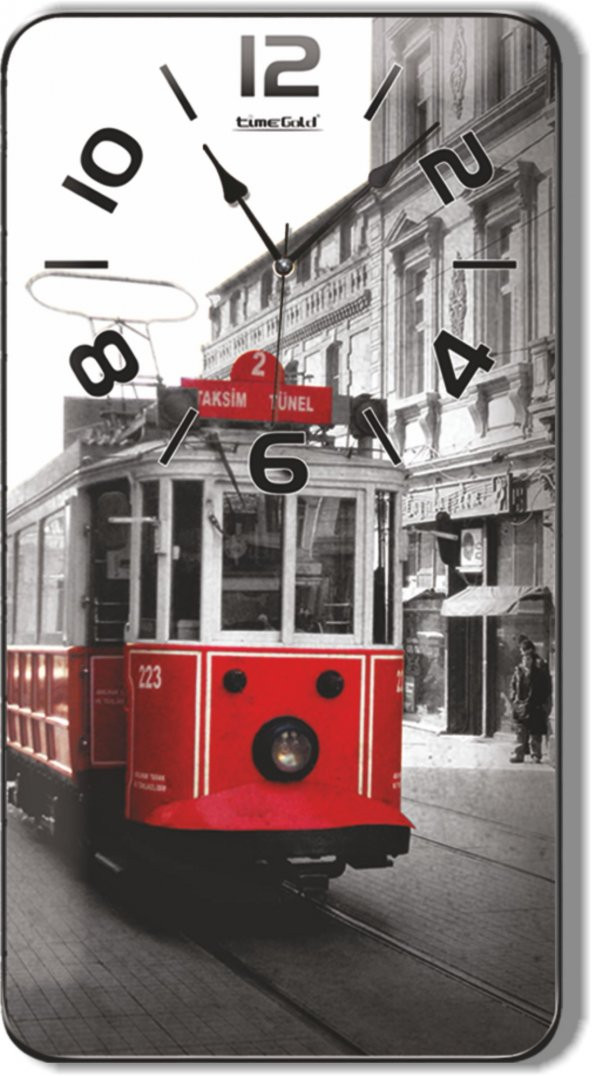 İstanbul Taksim Tramvay Tranvay Tramway Bombe Camlı Duvar Saati ürün görseli 1