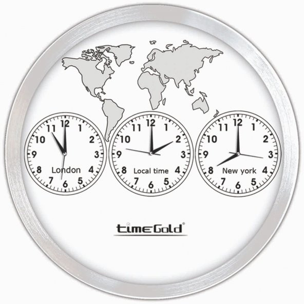 London Newyork Local Time Çoklu Duvar Saati ürün görseli 1