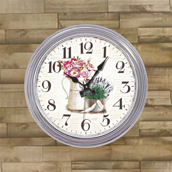 Silver Retro Duvar Saati - Resim 3