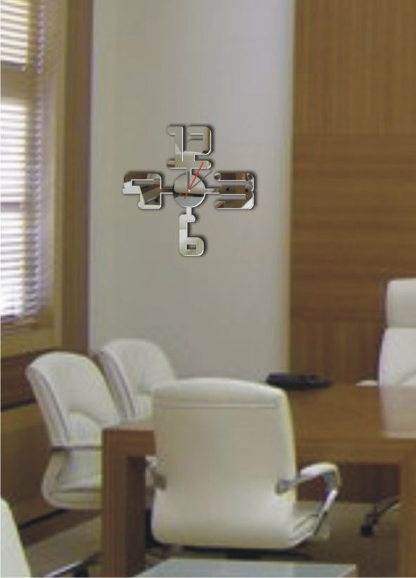 Kalın Güçlü Kadranlar Geometrik Rakkamlar 3mm Dekoratif Ayna Saat ürün görseli 1