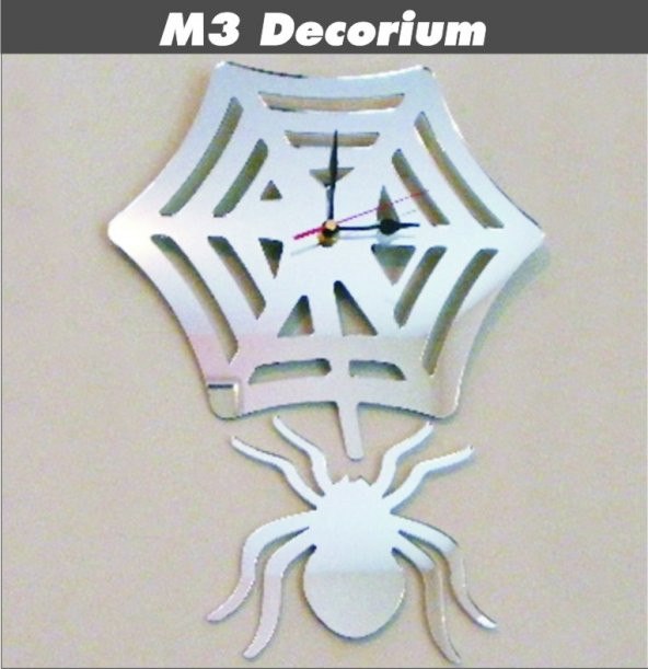 M3 Decorium Örümcek ve Ağı Dekoratif Ayna Saat ürün görseli 1