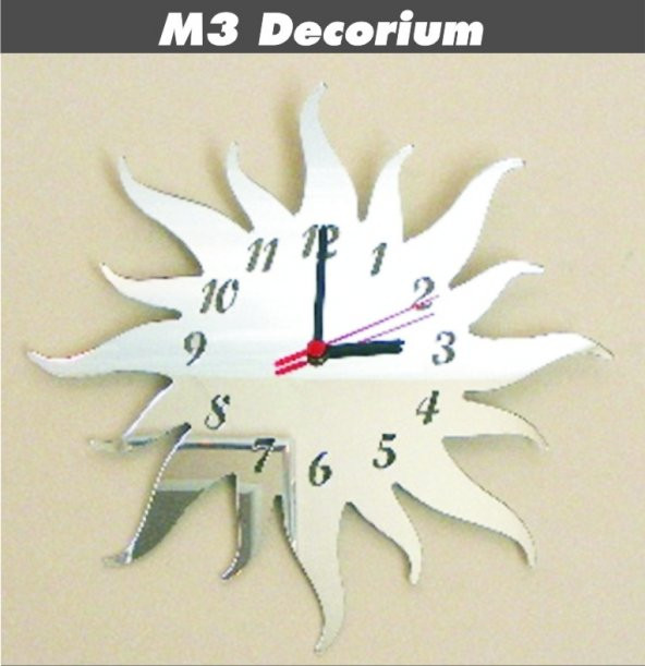 M3 Decorium Güneş Dekoratif Ayna Saat ürün görseli 1